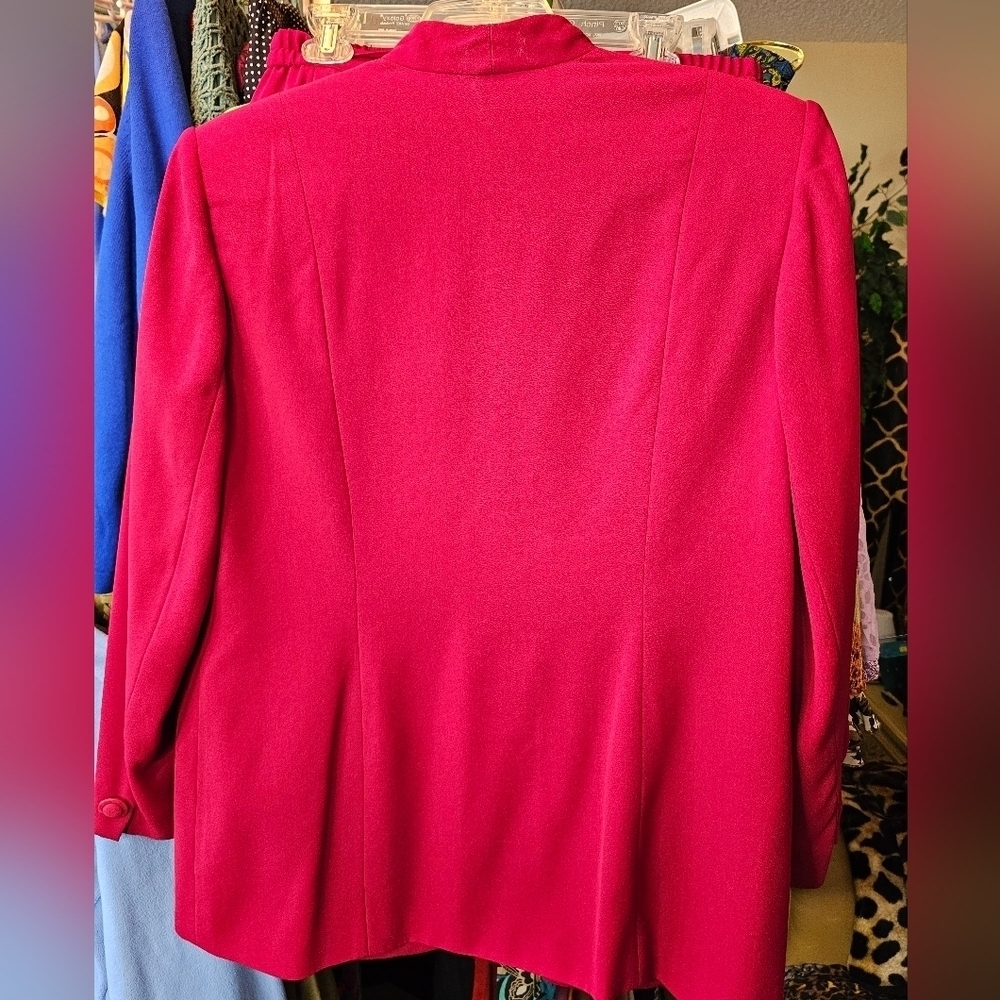 SET!! ELEGANT WORTHINGTON RED 2 PIECE TAILORED SUIT~ SKIRT & BLAZER SET SIZE 16 - Picture 3 of 7